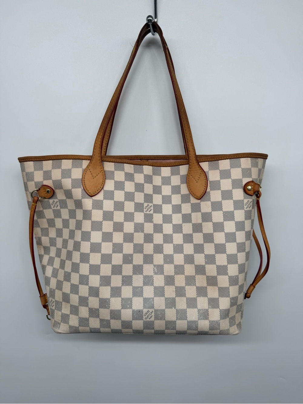Louis Vuitton Neverfull MM Damier Azur Tote Rose Pink Interior